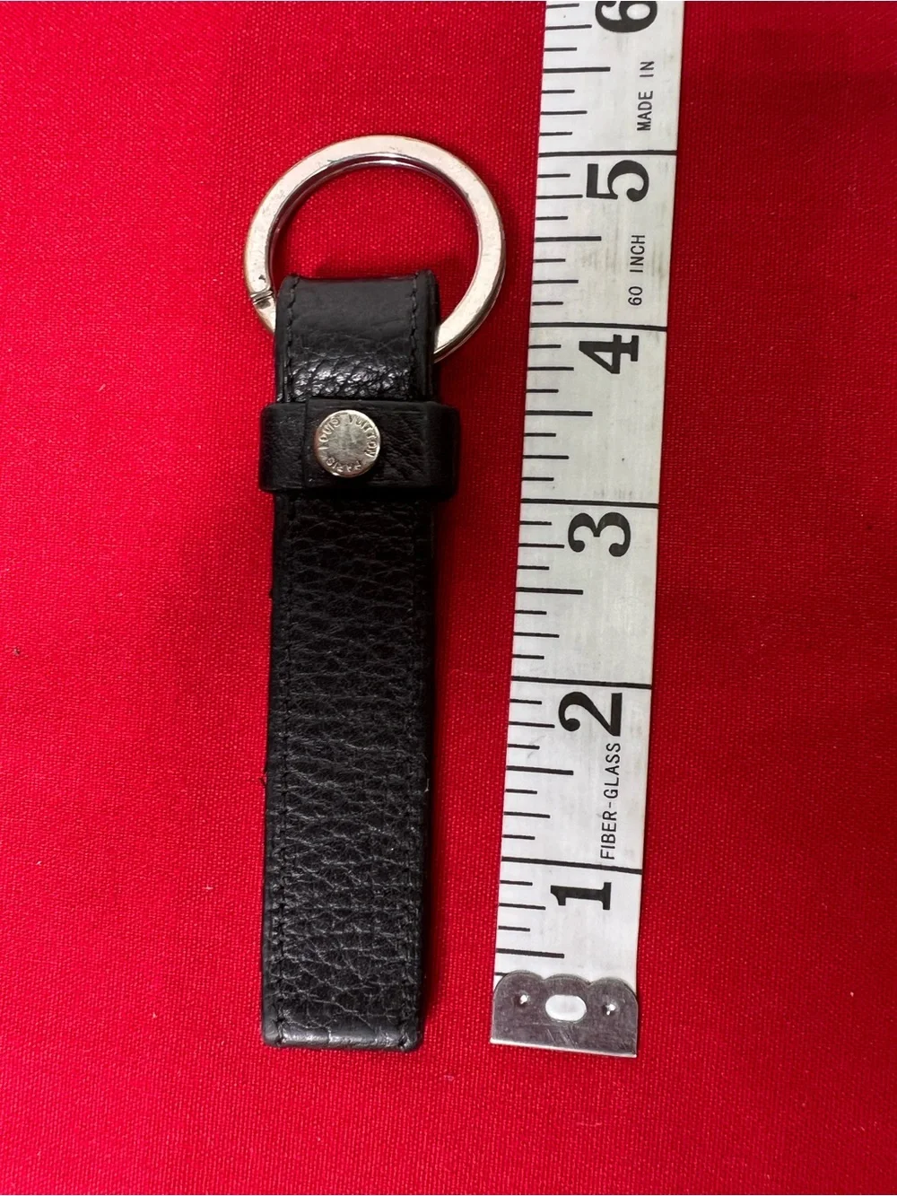Louis Vuitton Keychain Black Leather Keyring with Hardware